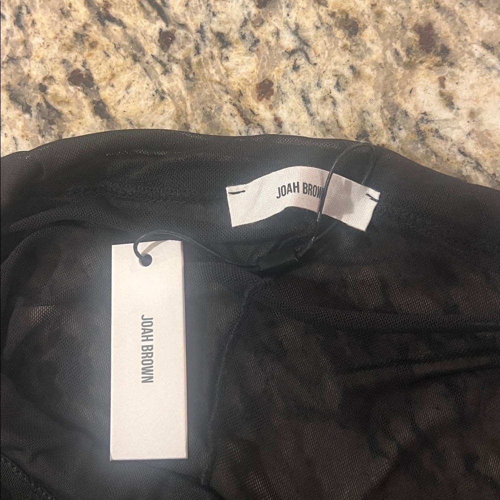 NWT Joah Brown Pleated Sheer Pant in Black  Mesh in Size M - Picture 9 of 11